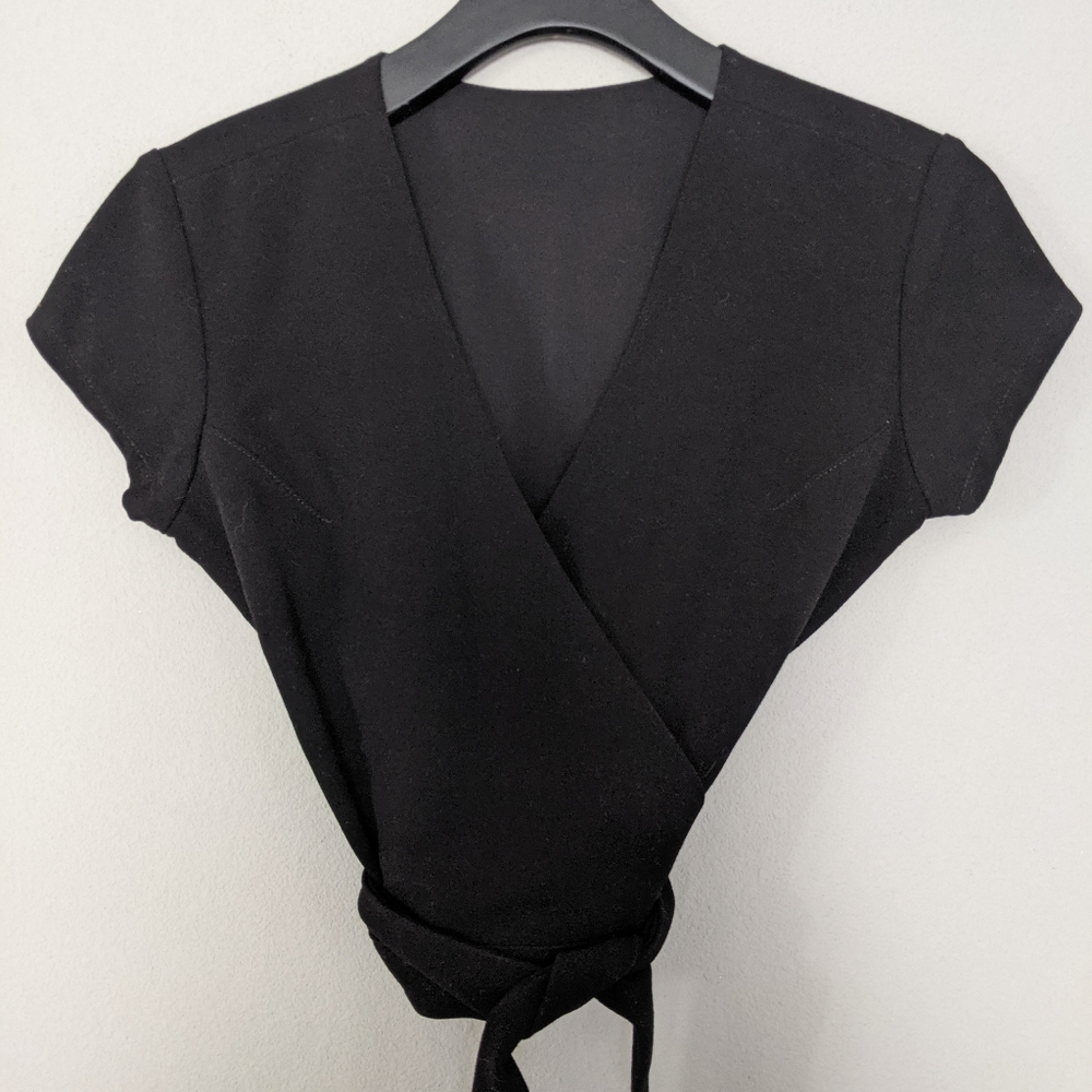 Staud black cropped wrap top